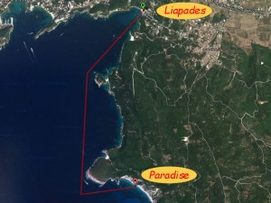 Route to paradise beach from Liapades Corfu